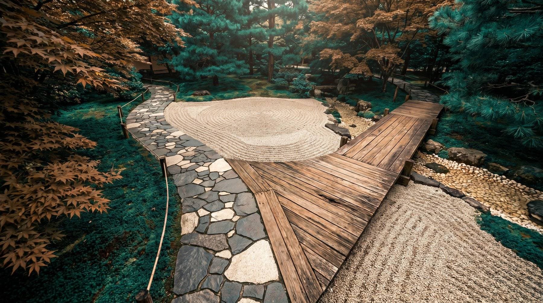 庭で分かれるふたつの小道