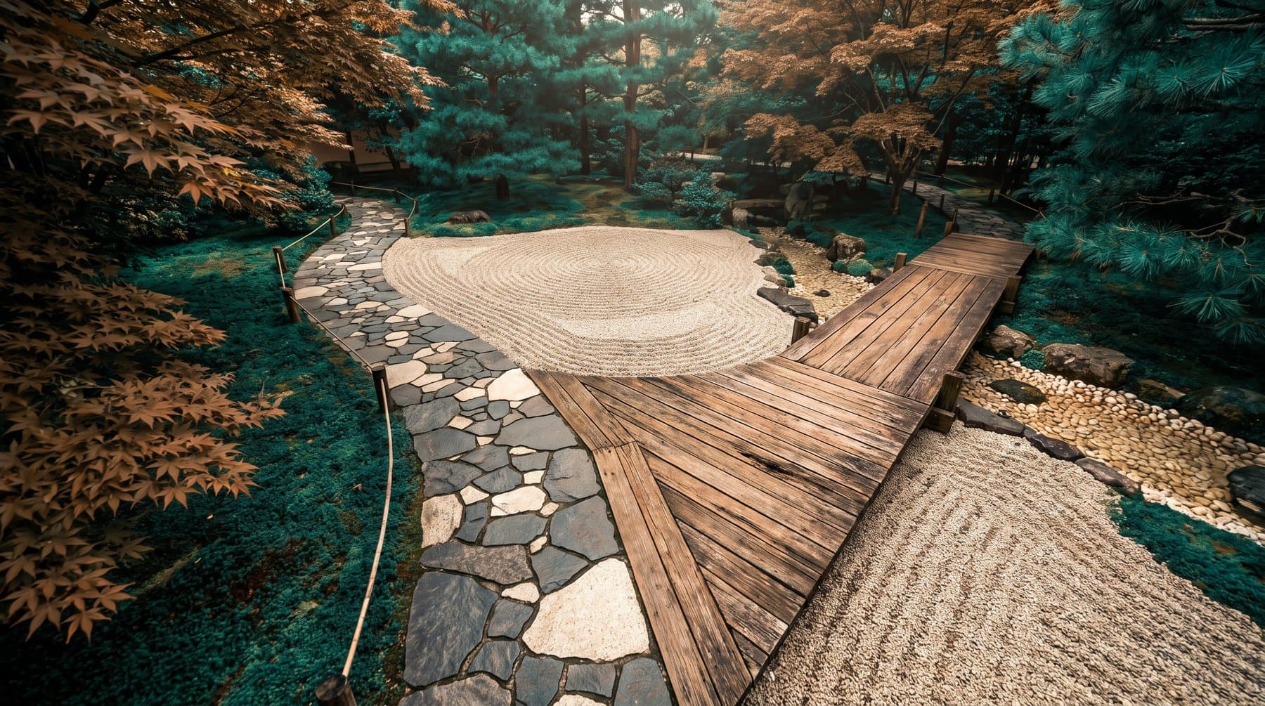 庭で分かれるふたつの小道